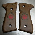 92FS brown warwood, custom two tone engraving. Han